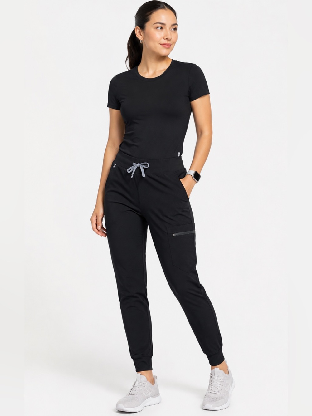 FIGS Zamora Jogger Scrub Pants Black XS Petite NWT
